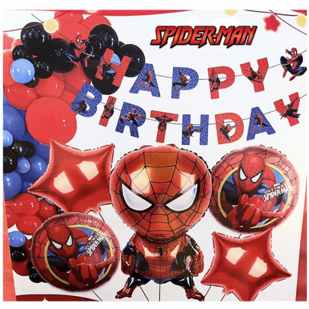 Arcade Baloane - Set arcada cu baloane Spiderman - Happy Birthday, KidMania®, 45 bucati - KidMania.ro