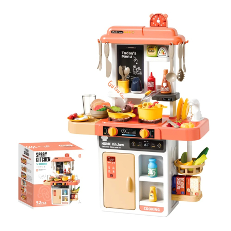 Set Bucatarie de jucarie pentru copii, cu sunete, lumini si abur, 52 piese, 3+, multicolor - KidMania.ro [1]