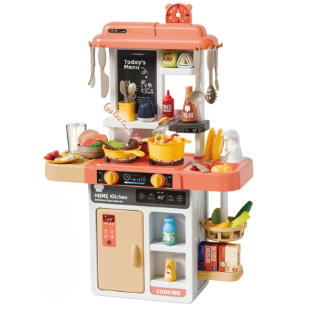 Jucarii educative - Set Bucatarie de jucarie pentru copii, cu sunete, lumini si abur, 52 piese, 3+, multicolor - KidMania.ro