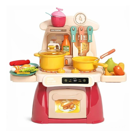 Jucarii educative - Set Bucatarie de jucarie pentru copii, cu sunete si lumini, 27 piese, 3+, multicolor - KidMania.ro