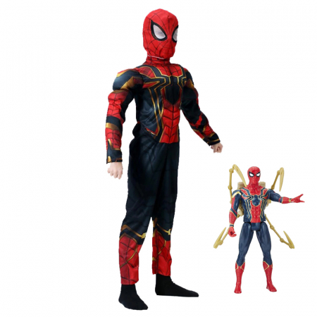 Set costum Iron Spiderman  cu muschi si figurina cu sunete pentru baieti [0]