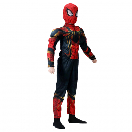 Set costum Iron Spiderman cu muschi si masca LED pentru baieti [1]