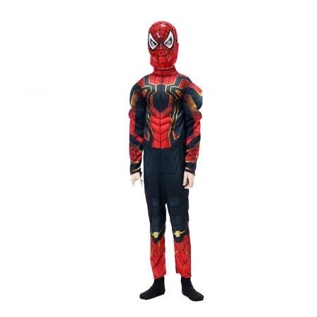 Set costum Iron Spiderman cu muschi si masca LED pentru baieti [3]