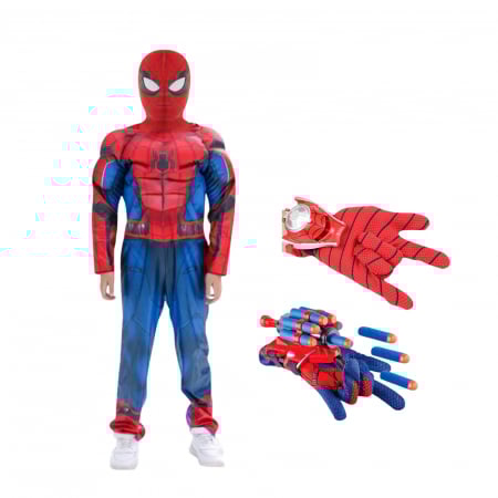 Set costum Spiderman KidMania® cu muschi, masca cu lumini si doua manusi lansator pentru copii - KidMania.ro [1]