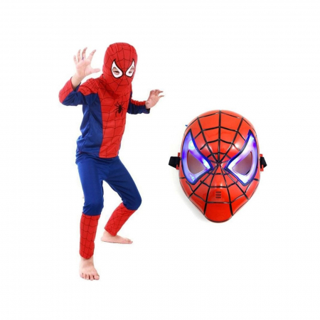 Costume pentru Fete - Set costum Spiderman KidMania® si masca cu lumini pentru copii - KidMania.ro