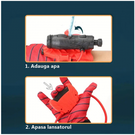 Set doua manusi lansator Spiderman cu apa KidMania® pentru copii - KidMania.ro [5]