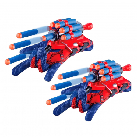 Accesorii Carnaval - Set doua manusi lansator Spiderman cu ventuze din burete KidMania® pentru copii - KidMania.ro