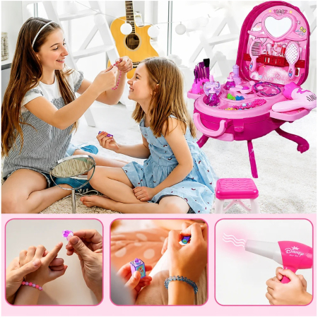 Set Machiaj de jucarie pentru fete, valiza 2 in 1 transformabila, 36 piese, 3+, roz - KidMania.ro [5]