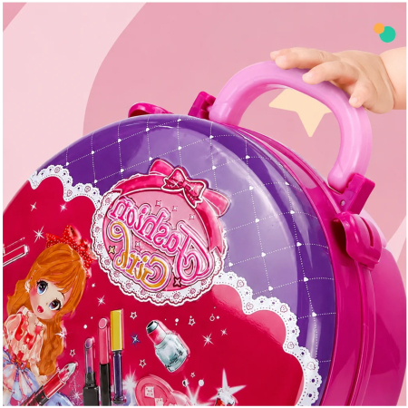 Set Machiaj de jucarie pentru fete, valiza 2 in 1 transformabila, 36 piese, 3+, roz - KidMania.ro [6]