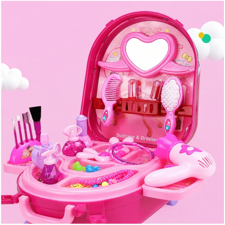 Set Machiaj de jucarie pentru fete, valiza 2 in 1 transformabila, 36 piese, 3+, roz - KidMania.ro [3]