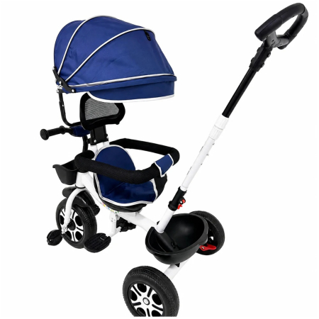 Tricicleta Evolutiva KD-X06 pentru copii, cu scaun rotativ 360°, pozitie de somn si roti din cauciuc, 9 luni – 6 ani, albastru - KidMania.ro [4]
