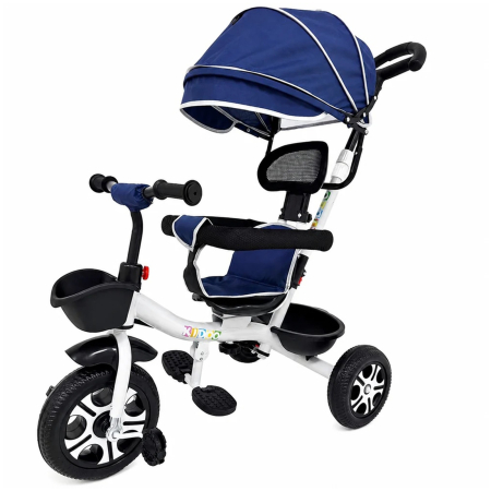 Tricicleta Evolutiva KD-X06 pentru copii, cu scaun rotativ 360°, pozitie de somn si roti din cauciuc, 9 luni – 6 ani, albastru - KidMania.ro [1]