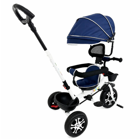 Trotinete - Tricicleta Evolutiva KD-X06 pentru copii, cu scaun rotativ 360°, pozitie de somn si roti din cauciuc, 9 luni – 6 ani, albastru - KidMania.ro