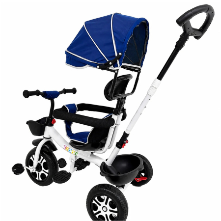 Tricicleta Evolutiva KD-X06 pentru copii, cu scaun rotativ 360°, pozitie de somn si roti din cauciuc, 9 luni – 6 ani, albastru - KidMania.ro [5]