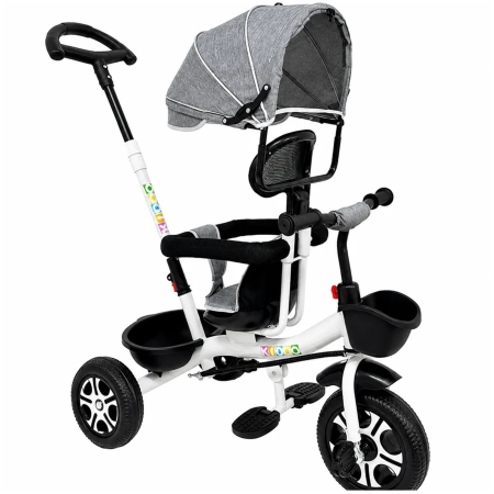 Tricicleta Evolutiva KD-X06 pentru copii, cu scaun rotativ 360°, pozitie de somn si roti din cauciuc, 9 luni – 6 ani, gri - KidMania.ro [4]