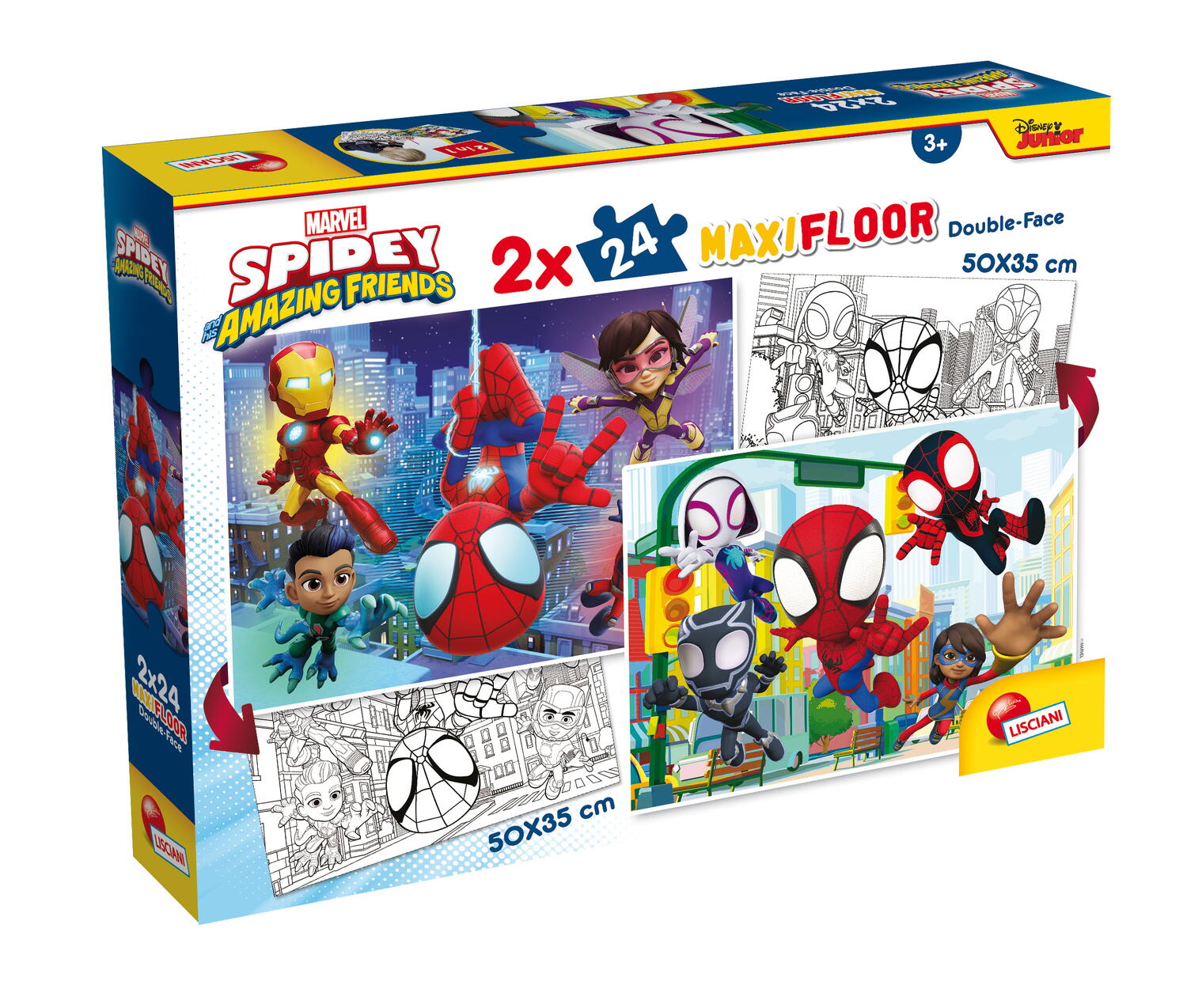 Jucarii Educative - Puzzle de colorat maxi - Paienjenelul Marvel si prietenii lui uimitori (2 x 24 de piese)