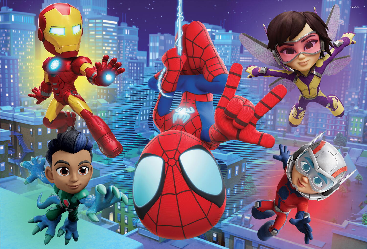 Puzzle de colorat maxi - Paienjenelul Marvel si prietenii lui uimitori (2 x 24 de piese) [2]