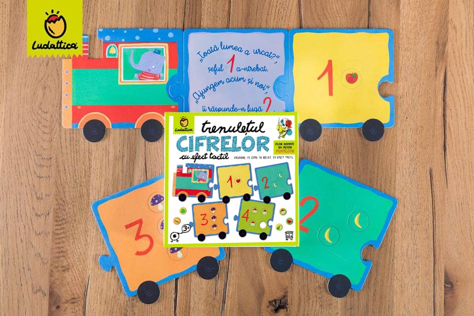 Joc Montessori Trenulețul Cifrelor Cu Efect Tactil, Ludattica, +3 ani [3]