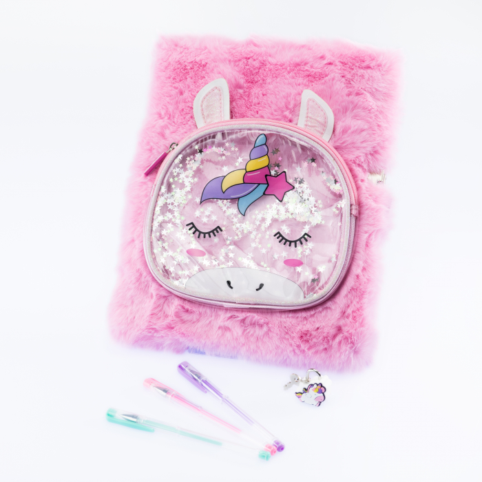 Agendă gigant Girabrilla – Unicorn Magic, cu copertă pufoasă și poșetă detașabilă [2]