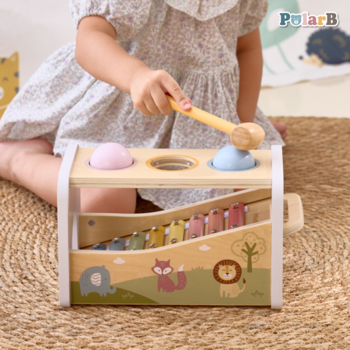 Banc de lovit cu Xilofon Montessori 3 in 1, Viga [6]