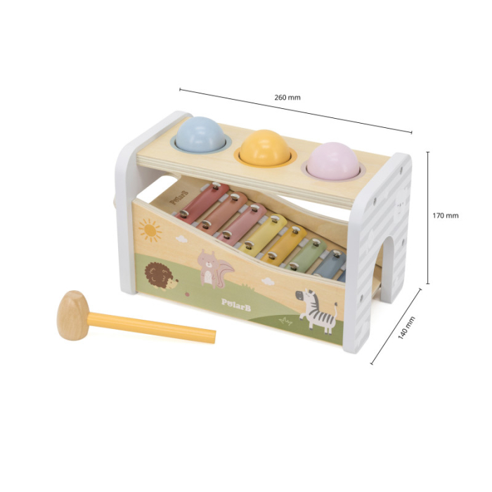 Banc de lovit cu Xilofon Montessori 3 in 1, Viga [1]