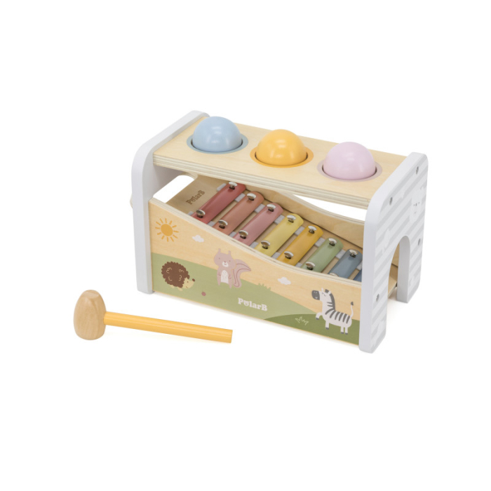 Banc de lovit cu Xilofon Montessori 3 in 1, Viga [7]