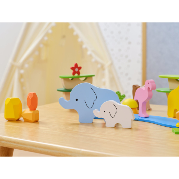 Blocuri din lemn colorate Povesti Tropicale (55 piese), Viga [2]