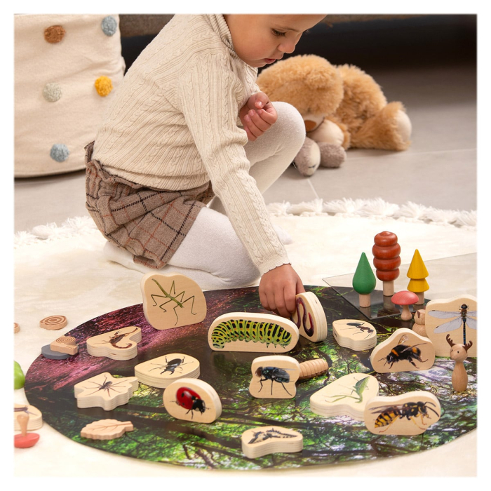 Blocuri din lemn cu Insecte, 15 piese, TickiT [3]