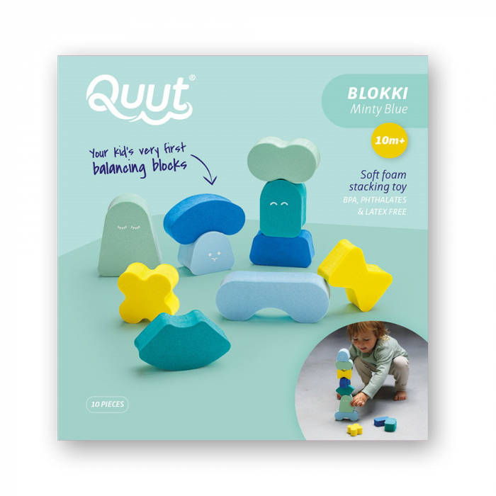 Blokki, joc de stivuire din spuma, minty blue, Quut Toys [1]