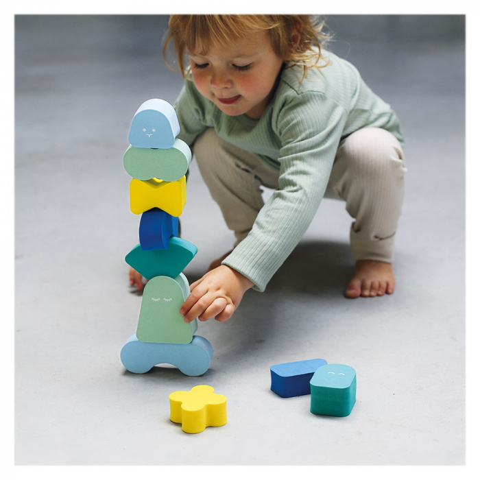 Blokki, joc de stivuire din spuma, minty blue, Quut Toys [3]
