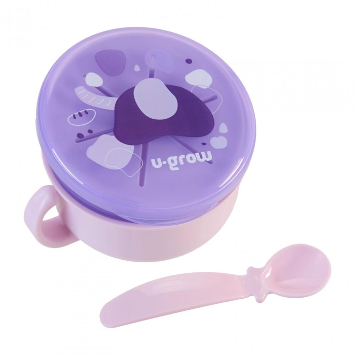Bol 2 in 1 pentru snackuri cu lingurita, mov, U-Grow [2]