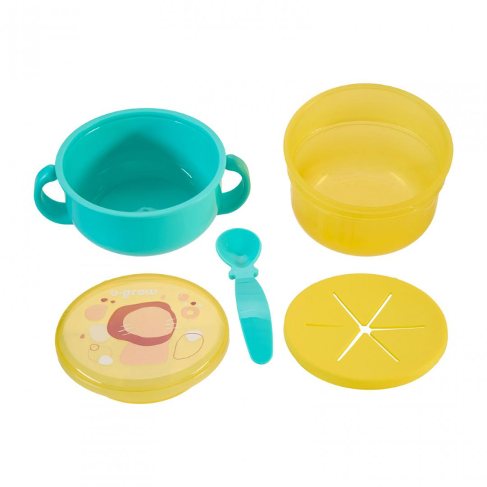 Bol 2 in 1 pentru snackuri si lingurita, blue, U-Grow [2]