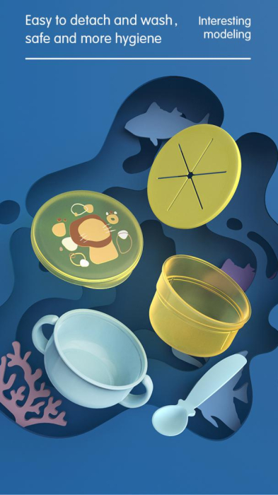 Bol 2 in 1 pentru snackuri si lingurita, blue, U-Grow [6]