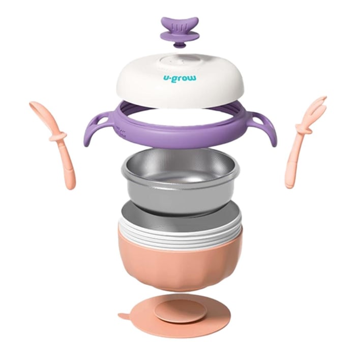 Bol termic , lingurita si furculita , baza antialunecare, mov, U-Grow [2]