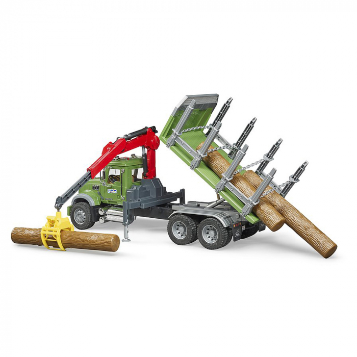Bruder - Camion Lemne Mack Granite Cu Macara De Incarcare, Graifer Si 3 Busteni [4]