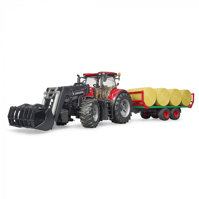 Bruder - Tractor Case Ih Optum 300 Cvx Cu Incarcator Frontal Si Remorca Transport Cu 8 Baloti [3]