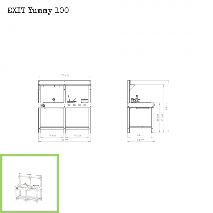 Bucătărie de joacă din lemn Yummy 100 - natural, Exit Toys [4]