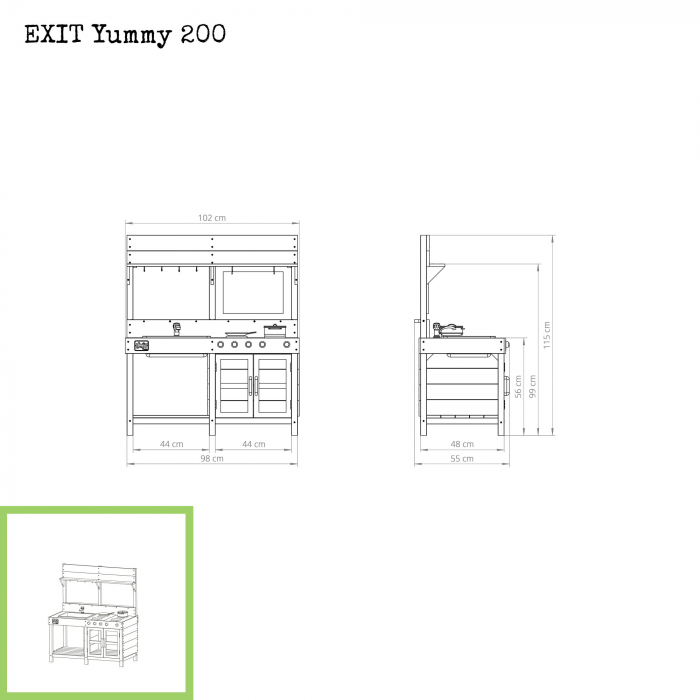 Bucătărie de joacă din lemn Yummy 200 - natural, Exit Toys [4]