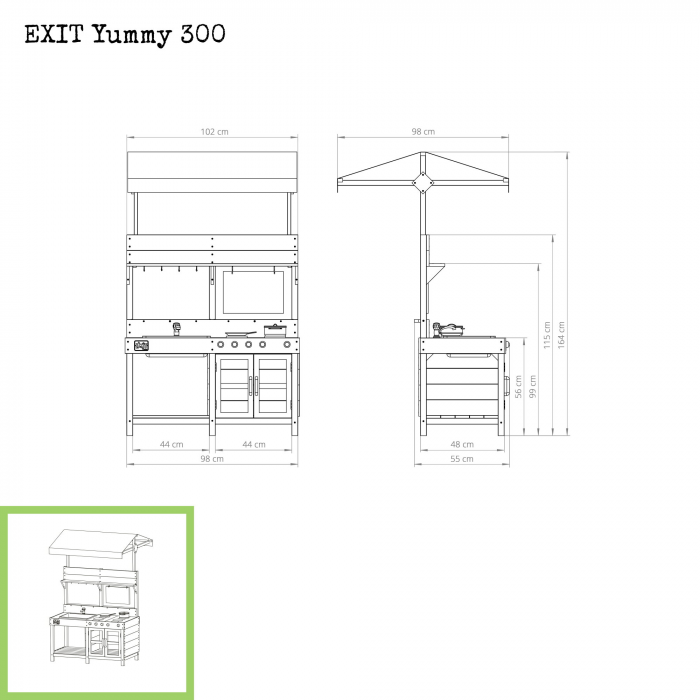 Bucătărie de joacă din lemn Yummy 300 - natural, Exit Toys [4]