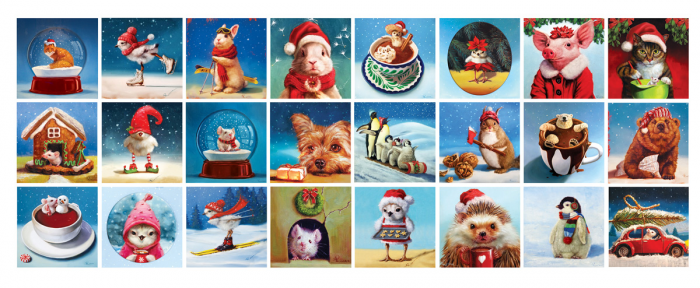 Calendar de Advent Animalutele si Craciunul, 24 puzzle-uri, 50 piese [3]