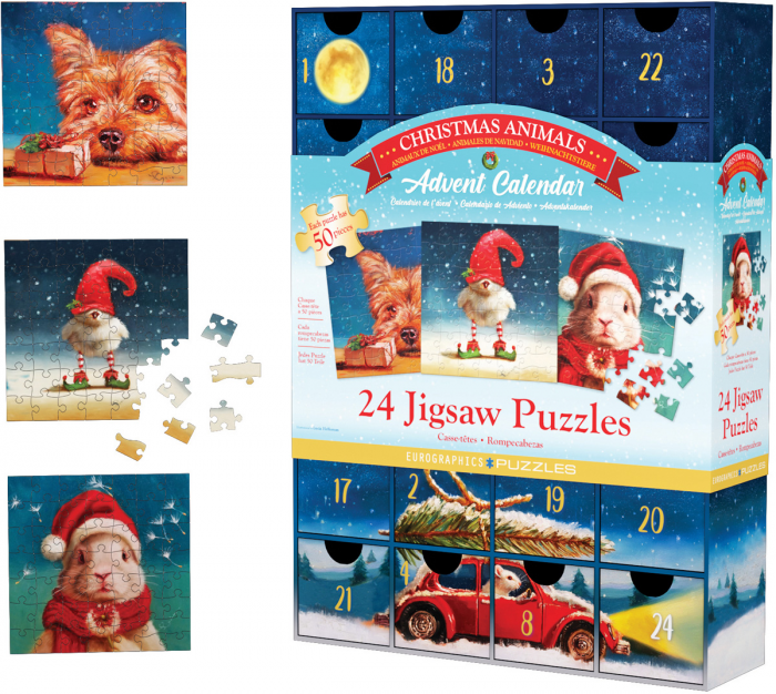 Calendar de Advent Animalutele si Craciunul, 24 puzzle-uri, 50 piese [2]