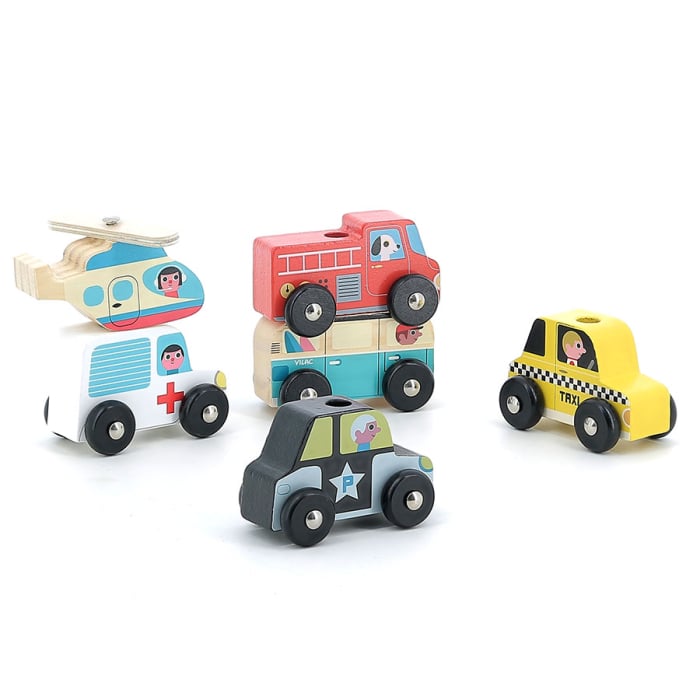 Camion cu vehicule de transport - Jucarie de stivuire din lemn - Vilac [3]