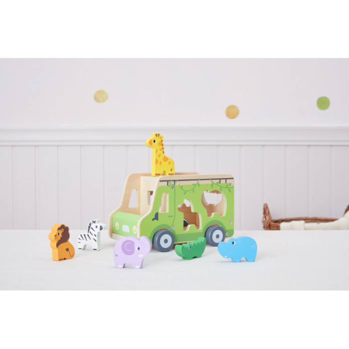 Camion din lemn cu sortare forme Animale Salbatice, Viga [5]