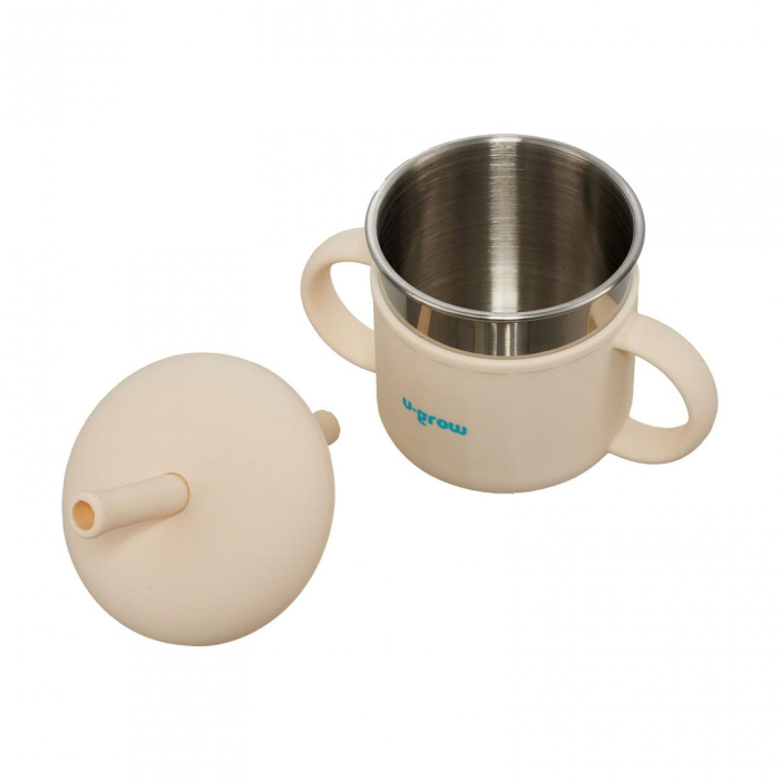 Cana din silicon cu pai si interior din inox,220 ml, U-Grow [2]