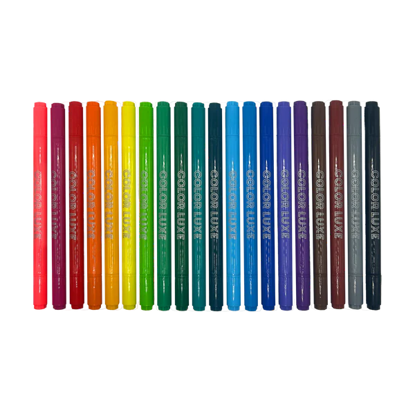 Carioci 2 in 1 cu  pensula si varf fin, Color Luxe-set de 20 [3]