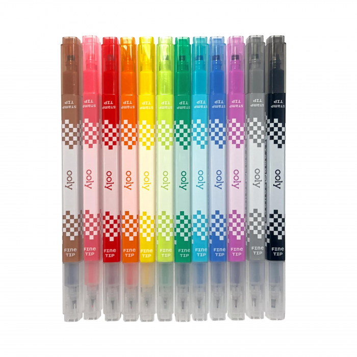 Carioci duble cu stampila patrata si varf subtire - set de 12 [3]