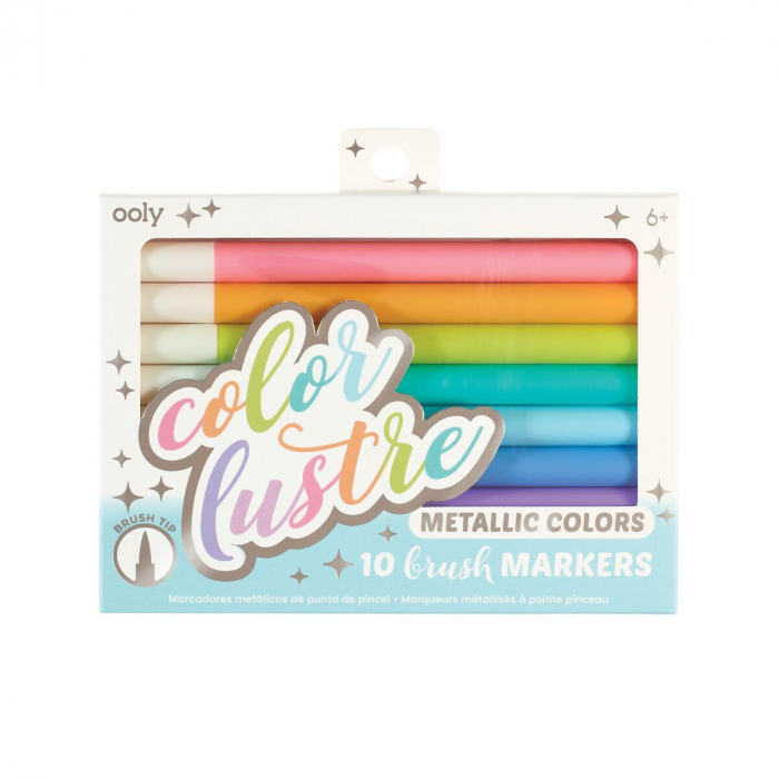 Carioci metalice cu pensula, Color Lustre, set 10 culori [4]