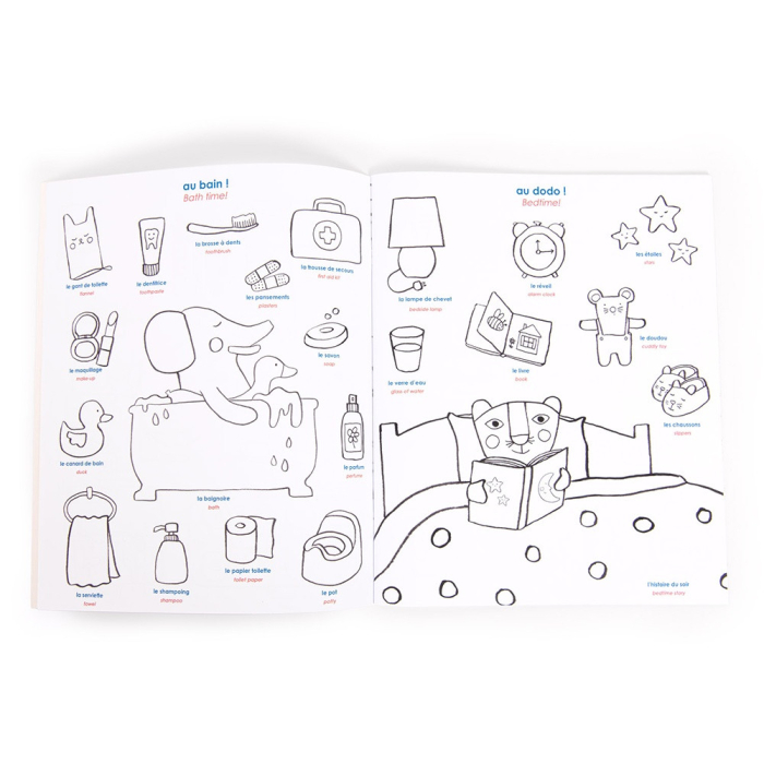 Carte de desen cu abtibilduri Engleza-Franceza, Moulin Roty [2]