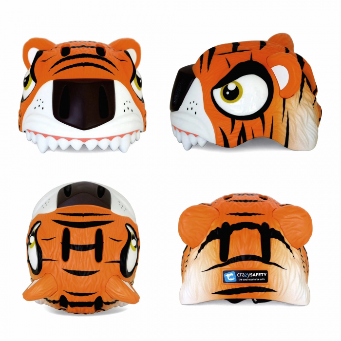 Casca de protectie pentru copii, orange Tiger, design patentat, lumina led, marime 49-55 cm, varsta 2-7 ani [2]