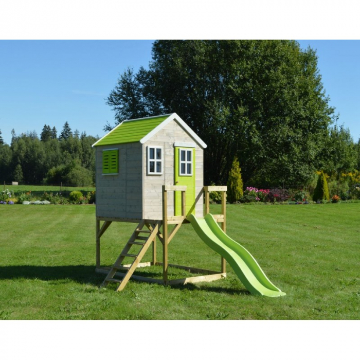 Casuta de gradina Lime Lodge cu platforma si tobogan (M22L) [2]